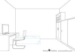One Point Perspective Room Drawing Tutorial Animeoutline How to draw a bed at a basic level. one point perspective room drawing