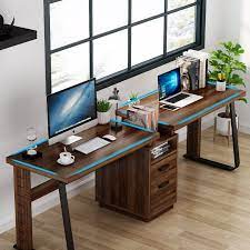 Extra Long Computer Desk For Two People 94 5 Inches With File Etsy In 2021 Two Person Desk Long Computer Desk Large Office Desk