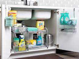 The cabinets under kitchen and bathroom sinks are spaces that don't typically lend themselves to storage of perishable or delicate items, and they're usually near where cleaning supplies are used. How To Safely Store Your Cleaning Products Kitchen Stuff Plus