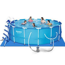 Bestway Inflatable Steel Pro Frame Outdoor Swimming Pool With Filter Pump Pool Ladder 4 57 X 1 22m Pool Bestway Swimming Pools