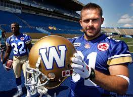 The blue bombers were on hand at their new blue bomber shop to showcase their new '50s throwback jerseys that they and the toronto argonauts will be wearing two times this year. Retro Uniforms A Hit With Bomber Players Winnipeg Free Press