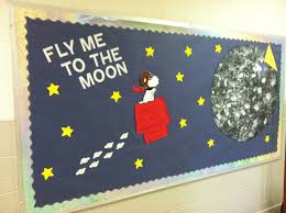 Pin By Meredith Pymer On School Bulletin Boards Preschool Bulletin Boards Space Theme Classroom Snoopy Classroom