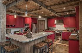 shocking red black and white kitchen