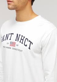 Men T Shirts Gant Long Sleeved Top Egg Shell Gant Pea