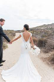 Classic White Wedding Bridal Style Fashion Bouquet Jewels Beach Side Sand Gr Wedding Dresses Los Angeles Beach Wedding Hair Beach White Dress