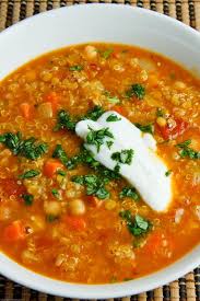 Curried Red Lentil Soup With Chickpeas And Quinoa Recipe Lentil Soup Recipes Red Lentil Recipes Red Lentil Soup