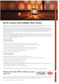 Applications Are Invited For All Candidates To Fill The Business Analyst Job Vacancy At Hsbc Bank Closing Date 10 Business Analyst Analyst Financial Analyst