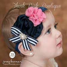 Baby Headband Baby Headbands Baby Girl Headband Pink And Navy Blue Flower Headband Infant Headband Baby Hair Bows Headbands Baby Hair Bows Baby Girl Headbands