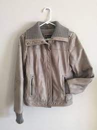 Eddie Bauer Womens Lamb Leather Bomber Jacket Knit Collar Gray Khaki Euc Vintage Eddie Leather Bomber Jacket Women Bomber Jacket Vintage Leather Bomber Jacket