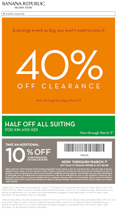 Extra 40 Off Clearance And More At Banana Republic Factory Locations Coupon Via The Coupons App Coupon Apps Banana Republic Coupons
