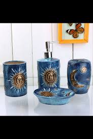 Pin By Melanie On For The Home Moon Decor Bath Accessories Set Blue Ceramics