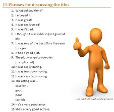 15 Phrases For Discussing The Film Teaching English Vocabulary Lesson Plans Learn English