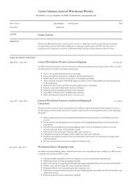 General Warehouse Worker Resume Guide 12 Resume Templates