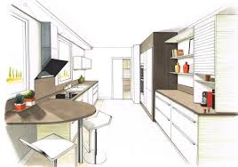 Dessin Realise Aux Feutres D Une Cuisine Contemporaine Facades Blanc Casse Plan De Travail Grani Cuisine Contemporaine Plan De Travail Granit Plan De Travail