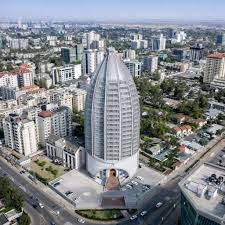 Aerial view of modern urban office buildings in Nairobi, Kenya economic district