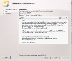 There is not enough space available on the disk to complete this operation. A Server Side Seed Operation Has Failed Error An Error Occurred While Performing The Seed Operation Msexchange Blog Spot Telnet25