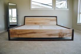Modern Maple Walnut Platform Bed With Storage Bed With Etsy In 2021 Platform Bed With Storage Modern Storage Beds Headboard Storage