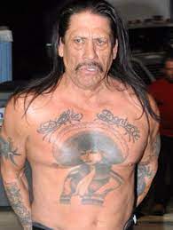 #1 danny trejo has a tattoo on his chest of a woman wearing a sombrero. Mikey Baseball On Twitter Weird Celebrity Fact Danny Trejo Was Born With His Chest Tattoo It S Actually A Birth Mark Officialdannyt