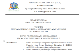 Maybe you would like to learn more about one of these? Contoh Sk Pembagian Tugas Mengajar Guru Tk Paud Administrasi Tk Paud