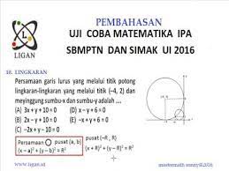 Persamaan lingkaran yang berpusat di o(0, 0) dan r = 4 yaitu. Latihan Soal Matematika Sbmptn Persamaan Garis Lurus Lingkaran Soal No 10 Youtube