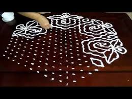 Easy Flowers Kolam Designs With 21 11 Middle Chukkala Muggulu With Dots Rangoli Design Youtube Rangoli With Dots Rangoli Designs Kolam Designs