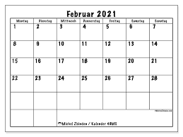 Im folgendem können sie unsere kalender 2021 zum ausdrucken kostenlos herunterladen. Kalender 48ms Februar 2021 Zum Ausdrucken Michel Zbinden De