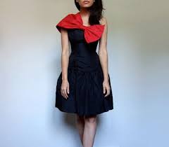 80s Prom Dress Red Black Bow Dress One Shoulder Lbd Party Dress Fit And Flare Gunne Sax Dress Jessica Mcclintock Red Prom Dress 80s Prom Dress Black Bow Dress