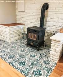The stove pipe connects to the wood stove at the top or back. Sizzling Stencil Style Paint Your Fireplace Tiles Royal Design Studio Stencils