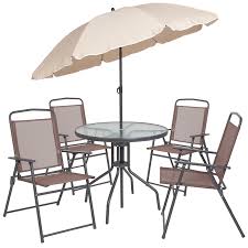 Fold out table and chair set Patio 6 Piece Dining Set Outdoor Furniture Folding Table Chairs Umbrella Garden Yard Garden Outdoor Living Patio Garden Furniture