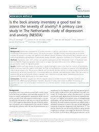 Pdf Is The Beck Anxiety Inventory A Good Tool To Assess The Severity Of Anxiety A Primary Care Study In The Netherlands Study Of Depression And Anxiety Nesda