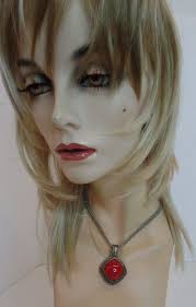 Premier Designs PD (stamped) Multi Strand Silvertone W Red Removable Stone  24"