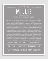 Millie Name Art Print Classic Names Personalized Art Print Names