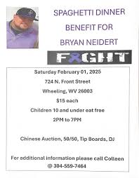 Hi everyone I am sharing this as we are having a spaghetti dinner  fundraising benefit for Bryan Neidert Bryan is an island resident and has  recently been diagnosed with Hodgkin's lymphoma cancer