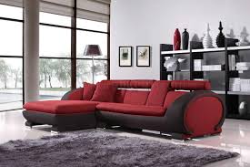 Modern contemporary red bonded leather l shaped corner sectional modular sofa couch reversible with 2 matching leather pillows. Red Fabric Two Tone Modern Sectional Sofa W Cup Holders