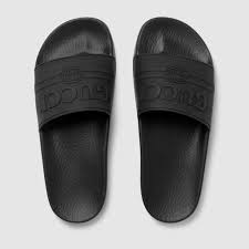 Gucci logo rubber slide sandal | Womens slides, Slide sandals, Womens  sandals