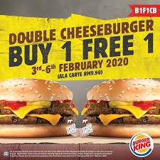 Tm & copyright 2020 burger king corporation. Burger King Double Cheeseburger Buy 1 Free 1 Promotion 3 Feb 2020 6 Feb 2020 Double Cheeseburger Burger Burger King