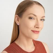 Forever Facets Lab Grown Diamond and Created Ruby Sterling Silver Earrings,  Adult Female