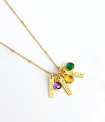 Create a unique birthstone necklace with your choice of metal, gemstones, and engravings Child Name Necklace For Mom Custom Birthstone Necklace With Kids Nam Danique Jewelry