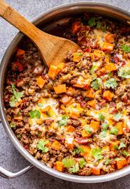 This baked hamburgers recipe is hearty and moist. Southwest Ground Beef And Sweet Potato Skillet Recipe Runner