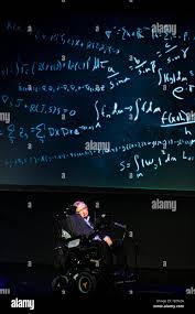Prof Stephen Hawking British Scientist World Renowned Physicist Portrait With Mathematical Formulas In The Background Starmus Festival 2016 Stock Photo Alamy