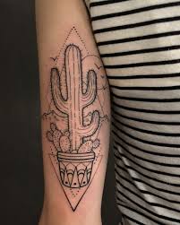 Cactus Line Tattoo By Saraloutattoo Via Instagram Cactustattoo Linetattoo Gardentattoo Saraloutattoo Line Tattoos Tattoos Sleeve Tattoos