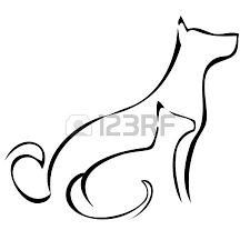 el gato y el logotipo del perro de sentarse siluetas cizim kopek resim sanati