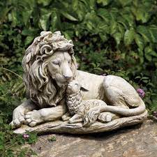 fleur de lis living toms lion and lamb garden statue wayfair lion and lamb garden statues statue