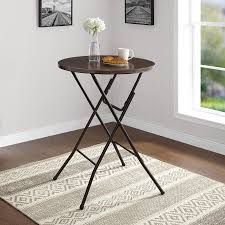 Mainstays 31 Round High Top Folding Table Walnut Walmart Com Pub Table Sets Folding Table High Top Table Kitchen