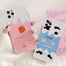Kawaii phone case decoden phone case diy phone case cute phone cases iphone 5 coque super sweet decoden case for all mobile phone! Cute Strawberry Milk Print Girl S Soft Phone Case For Iphone 11 X Xr Xs Max 7 8 Plus Fashion Back Cover Wish