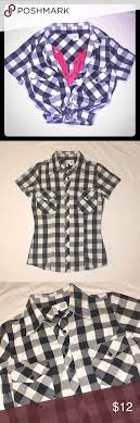 Black And White Checkered Button Up Shirt Black White Checkered Shirt Full Tilt From Tillys Short Sleeve Collared Button Up Black White Checker Design 100 Cotton 2 Fron Sleeves Shirts Button Up Shirts