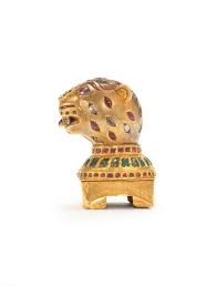 Bonhams : An important gem-set gold Finial in the form of a Tiger's Head from the throne of Tipu Sultan (1750-99) Mysore (Seringapatam), made between 1787-93