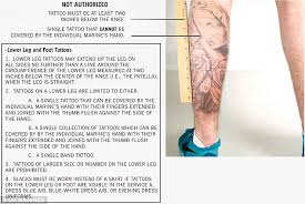 The marine corps released additional rules to its tattoo policy last month, banning more places on the body where marines cannot get them and setting tougher rules for officers. Marines Loosen Up Strict Policy Allowing Unlimited Tattoos But Keeps Ban On Sleeves Daily Mail Online