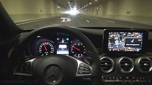 Mercedes C 2016 Head Up Display With Distronic Plus Steering Assist And Lane Keeping Assist Youtube