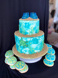 Several of these cakes have something. Sea Turtle Cake And Cookies For A Baby Shower Cakedecorating